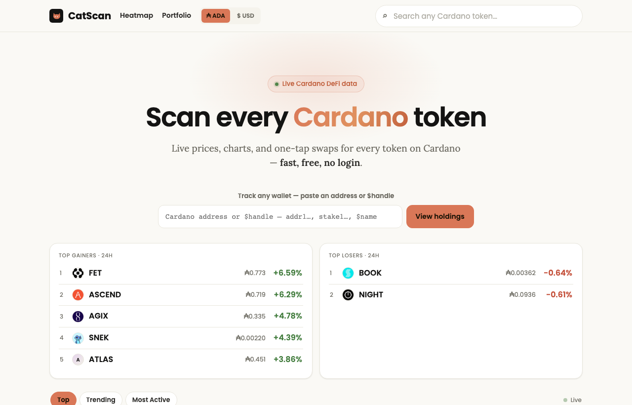 CatScan — scan every Cardano token