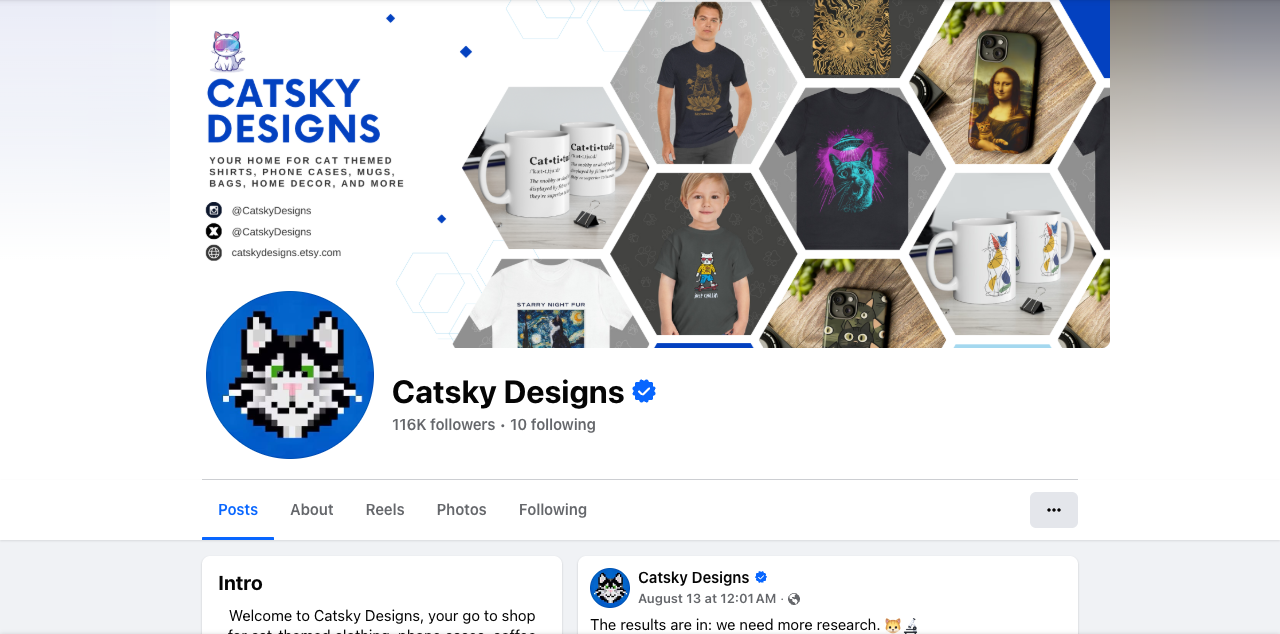 Catsky Designs on Facebook — verified page, 116K followers